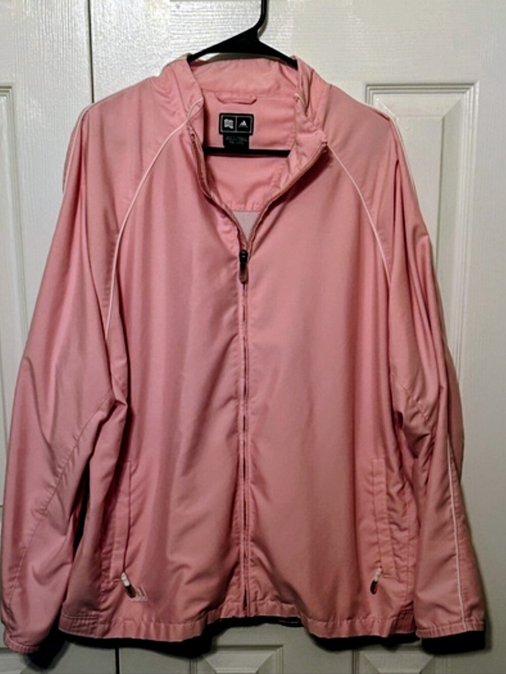 ADIDAS CLIMAPROOF OUTERWEAR JACKET- Women’s Pink Lightweight Zip-Front Jacket